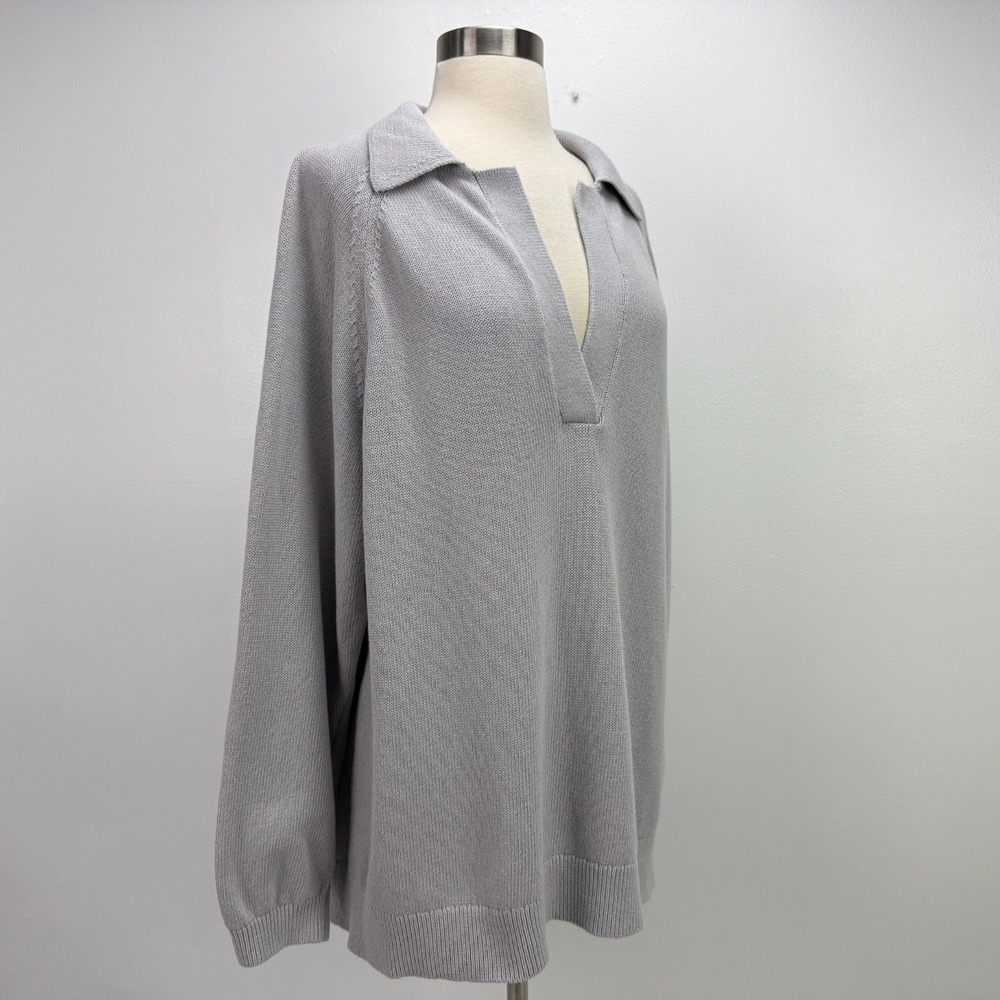 FP Beach Free People NWT Drea Sweater Sz S Oversized Collared Quiet Grey Cotton - Picture 10 of 16